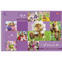 Альбом для рисования А4 32л "Милашки" на спирали, перфорация на отрыв, 5 дизайнов 32А4Всп/042605