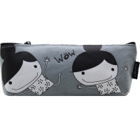 Пенал "Забавные эмоции" 19,5х7х3,5см, треугольный, 1 отделение, текстиль, серый BB2403