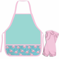 Фартук для труда "Фламинго и пальмы" 57х40см с нарукавниками, 2 кармана, на завязках, мятный НФ-2 Фартук для труда "Фламинго и пальмы" 57х40см с нарукавниками, 2 кармана, на завязках, мятный НФ-2