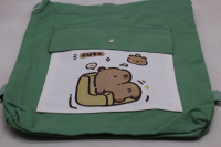 Сумка "Забавная капибара" 38х32,5см 1 отделение, 1 карман, текстиль, зеленая 11826-24