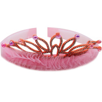 Корона со стразами и бусинами, пластик/текстиль, 4 цвета Y10626-24