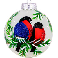 Шар 100мм "Два снегиря" в подарочной упаковке КУ-100-1601