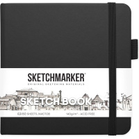 Скетчбук 20х20см 80л 140г/м2 черный, на резинке, твердая обложка "Sketchmarker" 2314006SM