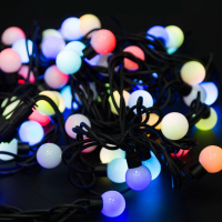 Эл/гирлянда Штора Шары 96 цветных диодов d-1,5см 1,5*1,5м, черный провод, 1 режим, с соединителем