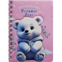 Бизнес-блокнот А6+ 80л "Мишки" линия, на спирали, 2-цветный блок, поролон, 4 вида