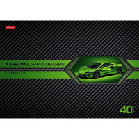 Альбом для рисования А4 40л "AutoCarbon" на скобе выборочный лак 5 дизайнов 085129