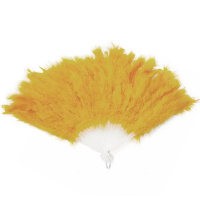 Веер с перьями 23см коричневый, пластик Y10616-24