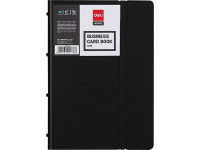 Визитница 180 визиток 19,8х13,5см на резинке, пластик, черная E5778