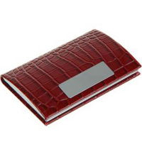 Визитница 20 визиток 10х6х2см метал/кожзам, красная Y3435-16