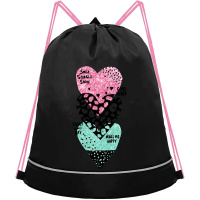 Сумка для сменной обуви 38х50х11см "Hearts" черная/розовая 1 отделение 1 карман OM-40-6/1