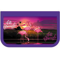 Пенал "Фламинго на закате" 19x10,5х6см, прямоугольный, трехстворчатый ПО-11