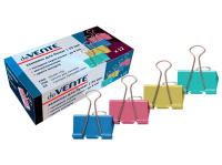Зажим для бумаг 25мм 12шт. цветной, ассорти, в картонной коробке 4131315