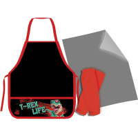 Набор для труда "T-Rex" 54х46см (накидка, нарукавники, клеенка) черный/красный НФК-1