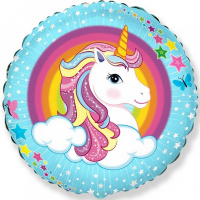 Шар возд. Круг Единорог BLUE 18"/45см фольга И-406/2302684