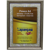 Рамка для фото 21х29,7см пластик, серебро 19мм