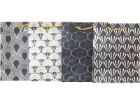 Пакет подарочный "Узоры" 18х23х10см черный 4 вида Y8577-19