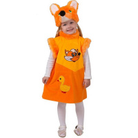 Карн.костюм Лисичка Линда р.28 рост 110см (головной убор, платье) плюш 266-110-56