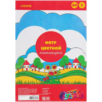 Набор фетра А4 "Яркие цвета" 5цв. 5л. самоклеящийся,  с европодвесом 8040758