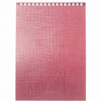 Блокнот А5 80л клетка на спирали, бумвинил металлик розовый 80Б5бвВ1гр