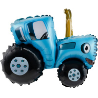 Шар воздушный 30см(12") на палочке "Мини. Синий трактор" с клапаном, фольга 20130