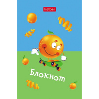 Блокнот А7 40л "Экстремальный апельсинчик" клетка, склейка, 3-х цветный блок, 5 дизайнов 083528