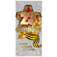 Открытка "23 февраля!" евроформат 98х204мм 6200408