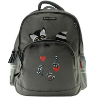 Рюкзак "Енотики, Сердечки" 40х30х19см, 800гр, 2 отделения, 3 кармана, серый 12-002/29