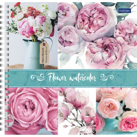 Скетчбук 21х21см 60л 120г/м2 "Цветочная акварель" спираль, твердая обложка 60Тт4Aгр_22204/061028