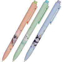 Ручка шариковая "FunClick. Милота зашкаливает" 0,7мм синяя, автомат, корпус Soft Touch 3 вида