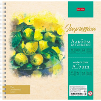 Альбом д/акварели 20,5х20,5см 20л 200г/м2 100% целлюлоза "Лимонный аромат" спираль, жесткая подложка