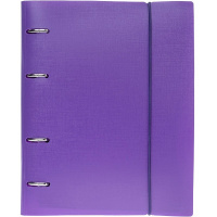 Тетрадь на кольцах А5 120л клетка "Canvas. Фиолетовая" пластиковая обложка на резинке 081659