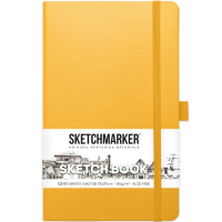 Скетчбук 13х21см 80л 140г/м2 оранжевый, на резинке, твердая обложка "Sketchmarker" 2314403SM