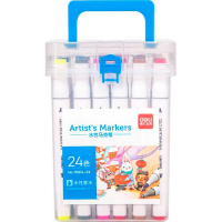 Набор маркеров двусторонних 24 цв, толщина линии 1-7мм в пластиковом пенале 70816-24