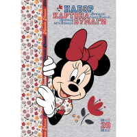 Набор картона цветного А4 20л 10цв+10цв.бумаги "Минни Маус" мелованный односторонний 058684