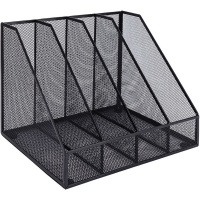 Лоток д/бумаг вертикальный 4 отделения 310х260х255им черный, металл 78986