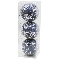 Набор шаров 80мм 3шт синий с серебристыми звездами A9-30202BL+S8
