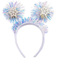 Ободок Снежинки с фольгой 20х21см белый Y10648-24