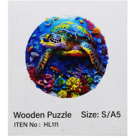 Пазл 14х12,5см дерево S "Черепашка и цветы" HL111/11337-24