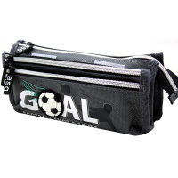 Пенал "Футбол" 21х9х6см прямоугольный, 3 отделения, текстиль, раскладной, серый BD22140