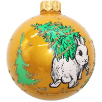 Шар 65мм "Зайчишка с ёлочкой" в подарочной упаковке КУ-65-224205