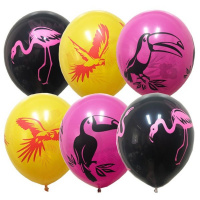 Шар воздушный 30см(12") Декоратор Тропические птицы (шелк) 4ст. 6072353