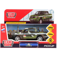 Машина "UAZ Pickup Военный" хаки, инерционная, металл 12см (открывающиеся двери) PICKUP-MIL