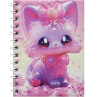 Бизнес-блокнот А6 80л "Кошки" клетка, на спирали, цветной блок, поролон, 4 вида