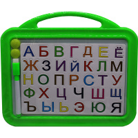 Доска для рисования магнитно-маркерная 26х32см (алфавит, маркер, магниты) пластик, 4 цвета 11583-24