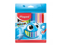 Фломастеры 12 цветов "Color'Peps Ocean" смываемые с заблокированным пишущим узлом, блистер 845720