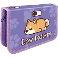 Пенал "Low battery" 20х13х3см прямоугольный, одностворчатый, 2 откидные планки, ткань ПО-42