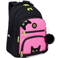 Рюкзак 30х39х20см, 728гр, 3 отделения, 4 кармана, с брелком, черный/фуксия RG-362-4/1