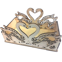 Заготовка для декорирования "Конфетница Лебедь резная" 21х12,5х11см фанера 3мм 110011