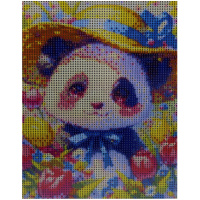 Алмазная мозаика 20х25см "Панда в шляпе" полная выкладка ZH4982