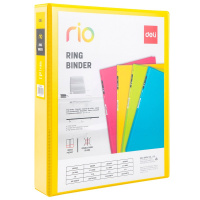 Папка-панорама на 2-х D-кольцах "Rio" А4 40мм РР, желтый, карманы EB10100